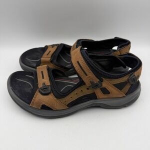ECCO Yucatan Sport Sandals Women 40 US 9-9.5 Brown Black Leather Receptor Hiking